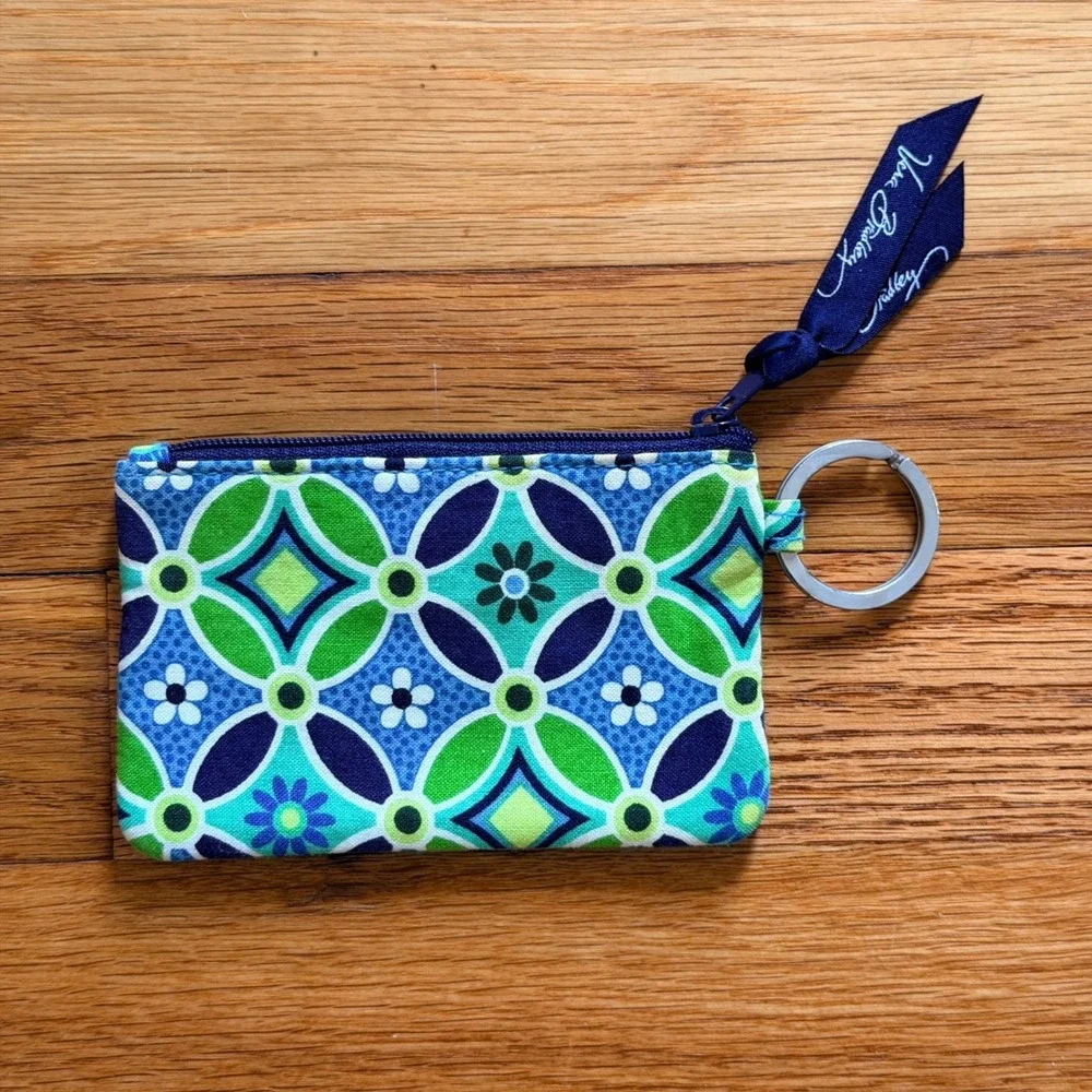 Vera Bradley Daisy Daisy Blue Green Floral Quilted Crossbody Bag and ID Case Set